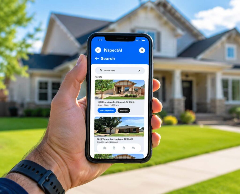 Artificial intelligence helping a home inspector create inspection reports using NspectAI technology.